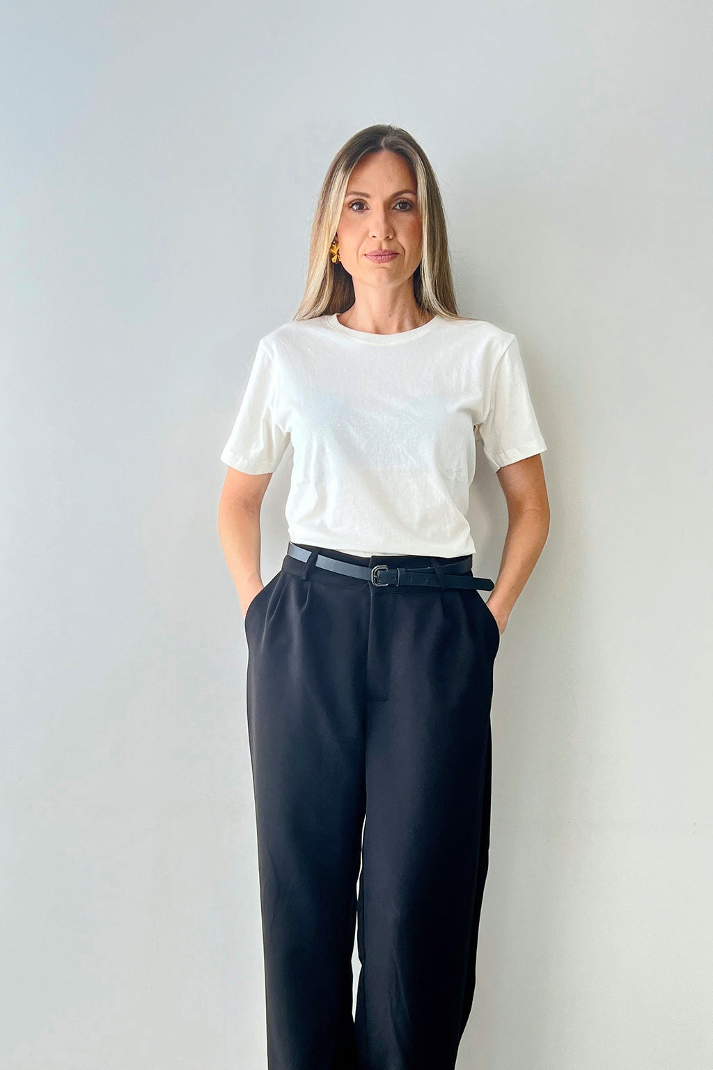 Camiseta Básica Manga Curta Feminina Algodão Branca