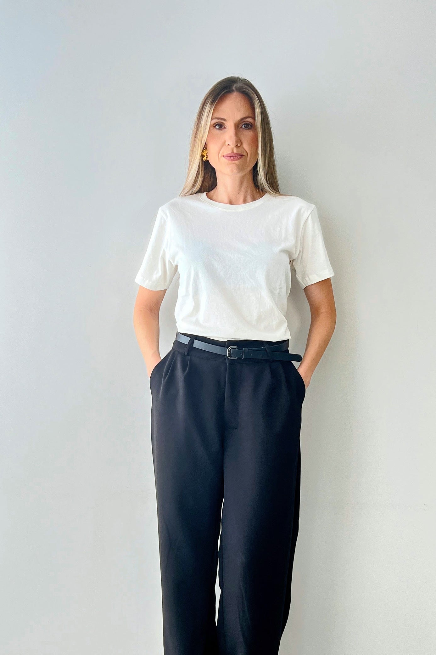 Camiseta Básica Manga Curta Feminina Algodão Branca