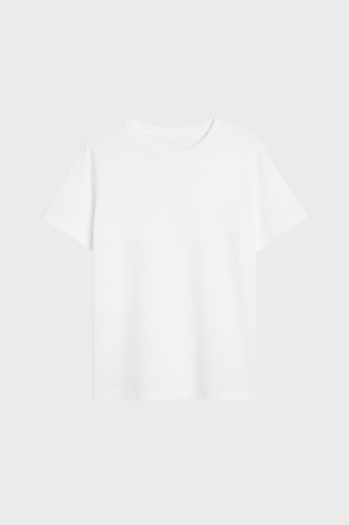 Camiseta Básica Manga Curta Feminina Algodão Off White