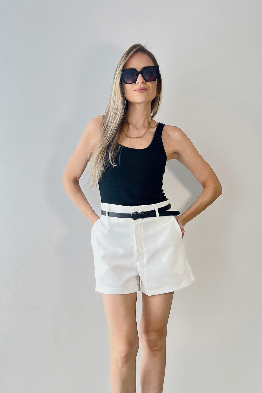 Short Alfaiataria Feminino Off-White